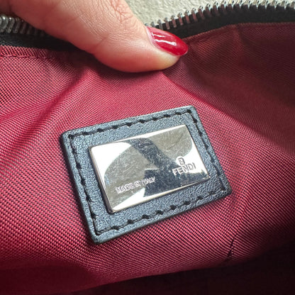 Vintage Fendi Baguette Red & Black Zucchino Shoulder Bag
