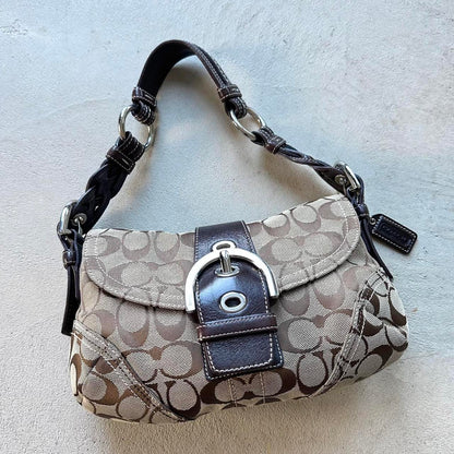 Vintage Y2K Coach White Leather Mini Soho Shoulder Bag