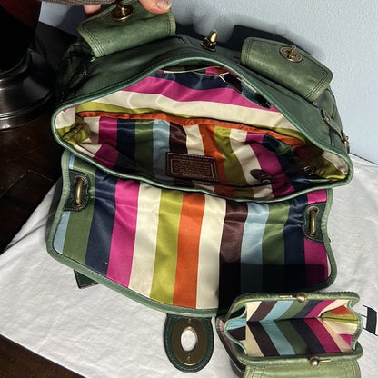 Vintage Coach Legacy Juniper Green Leigh Satchel & French Frame Wallet Set