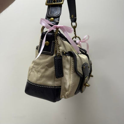 Y2K 2000s Coach Double Turnlock Legacy Signature Shoulder Bag