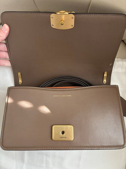 Coach Bandit Large Shoulder Bag in Dark Stone with Brass/Gold Hardware, Dust Bag
