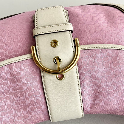 Vintage Coach Soho Hobo Shoulder Bag 1456 Pink Leather Jacquard Signature Y2K