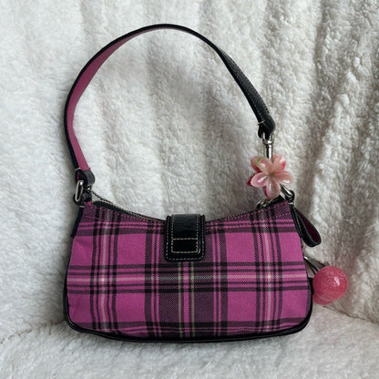 Y2K Coach Plaid Demi Buckle Mini Bag 🩷