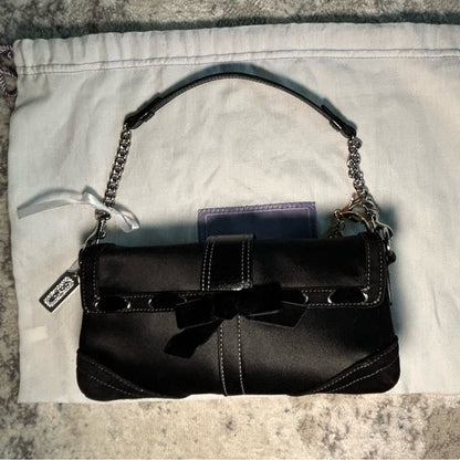 Vintage Coach Mini Soho Hampton Evening Shoulder Bag Black satin 🖤