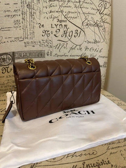 Coach Pillow Tabby With Quilting Shoulder Bag 26 Brown & Brass
