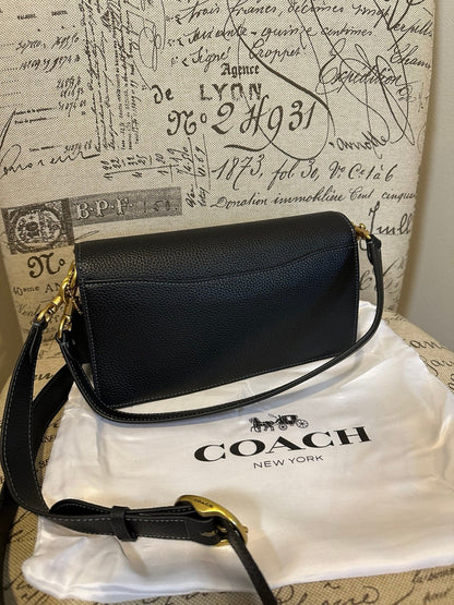 Coach Tabby Pebbled Leather Bag 26 Black & Brass
