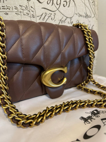Coach Pillow Tabby With Quilting Shoulder Bag 26 Brown & Brass