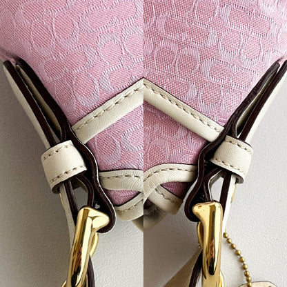 Vintage Coach Soho Hobo Shoulder Bag 1456 Pink Leather Jacquard Signature Y2K