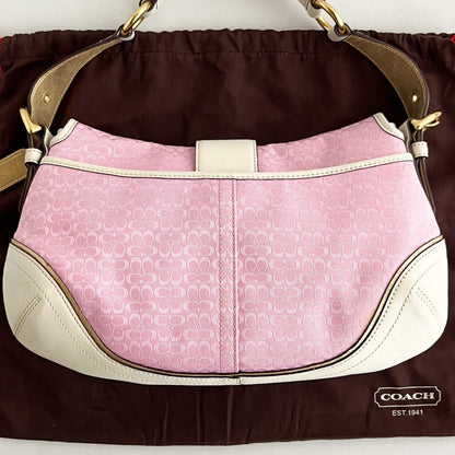 Vintage Coach Soho Hobo Shoulder Bag 1456 Pink Leather Jacquard Signature Y2K