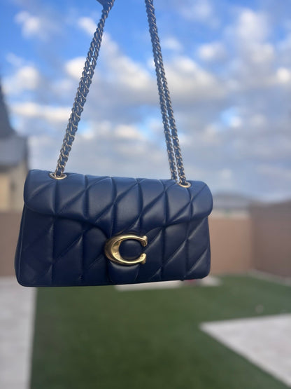 Coach navy quilted tabby bag 26