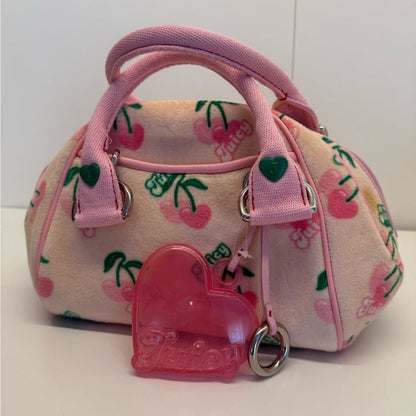 VTG Juicy Couture Cherry Zip Handbag - Pink Shoulder Purse