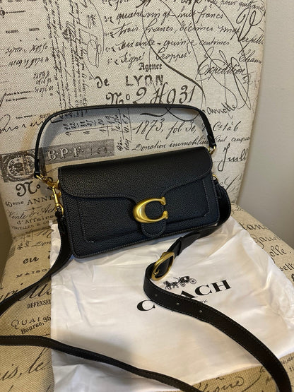 Coach Tabby Pebbled Leather Bag 26 Black & Brass