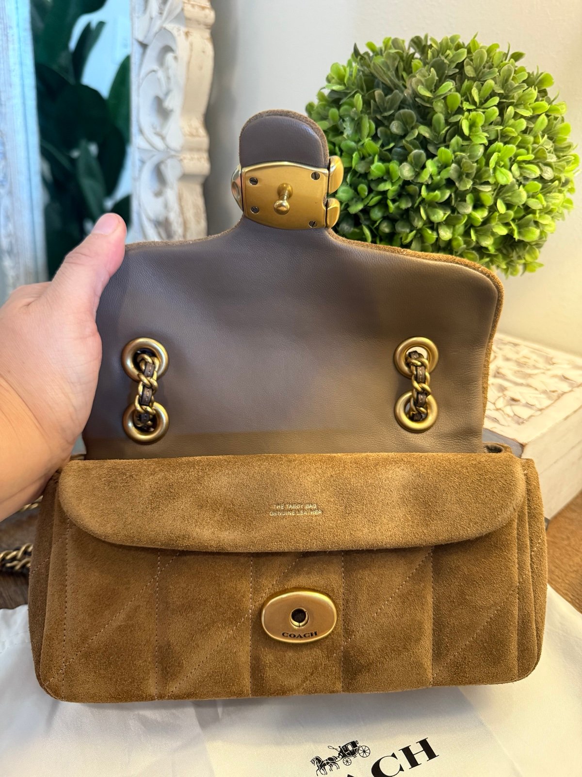 Coach Quilted Tabby 20 Suede Shoulder Bag