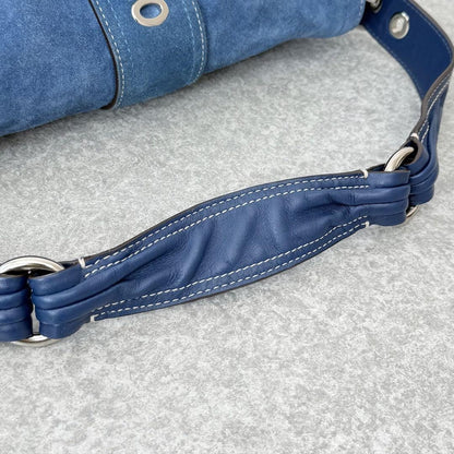 Coach Soho Demi Flap Suede Shoulder Bag blue suede E62