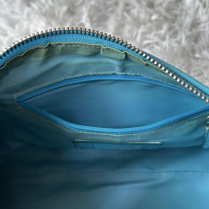 COACH Signature Baguette Hampton Semi Demi Hand Bag Blue F/S Used 665